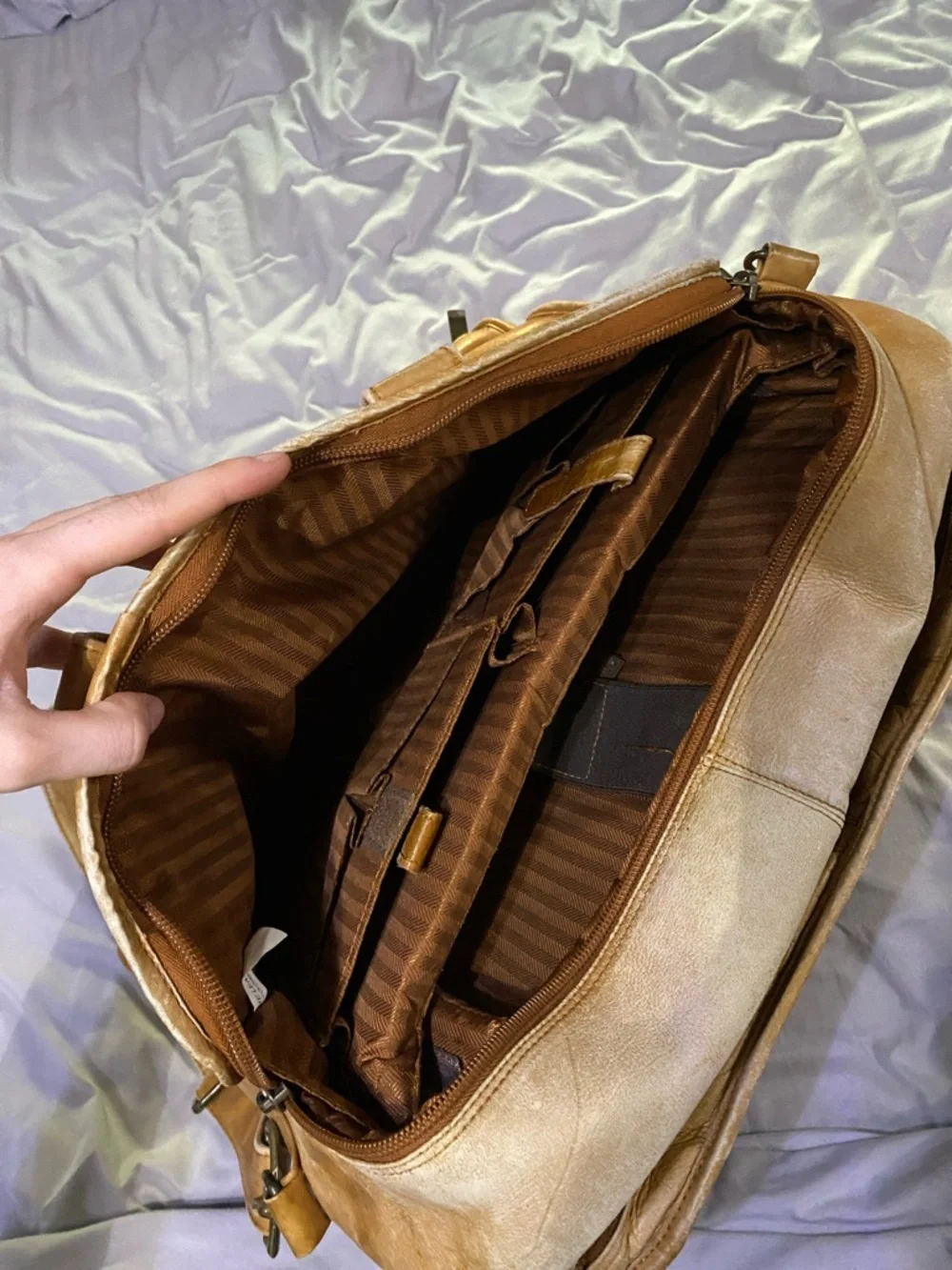 Vintage ClaireChase Tan Leather Laptop Briefcase - Professional Messenger Bag